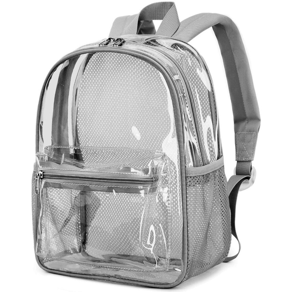 New Beautiful Grey Clear Small Backpack for Girls, Women's (12x12x6)